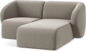 Svetlohnedá zamatová rohová pohovka (pravý roh/s leňoškou) Lani – Makamii