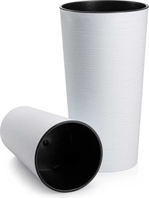 PLASTOVÝ KVETINÁČ URBANIKA RIFLO 25,5X46,5 CM+19,5X36,5 CM BIELA