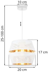 Závesné svietidlo Asti, 1x biele PVC tienidlo, g, w