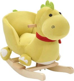 vidaXL Hojdacie zvieratko, drak s operadlom plyšové 60x32x53 cm zelené