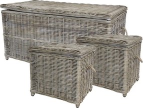 Set 3ks prírodný ratanový kôš Antique - 108*52*52 / 44*48*27 cm