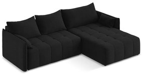 Čierna rozkladacia/s úložným priestorom rohová pohovka (pravý roh/s leňoškou) Moku – Makamii