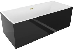 Mexen Vigo, voľne stojaca vaňa 178,5 x 80 cm, biela-čierna, zlatý matný prepad, 51251788075-55