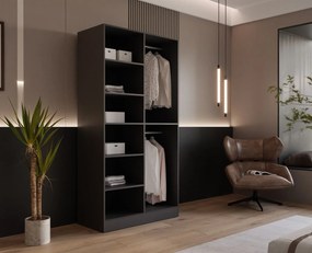 DVOJDVEROVÁ ŠATNÍKOVÁ SKRIŇA AMADEO 100 cm ČIERNO ŠEDÁ