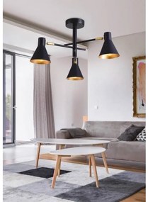 Candellux Čierno-zlatý závesný luster Less pre žiarovku 3x E14 33-70975