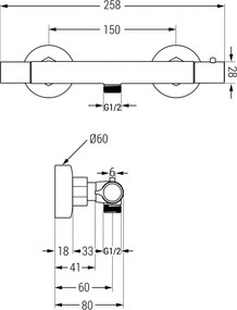 Mexen Slim, termostatická sprchová batéria 150 mm, zlatá lesklá, 77105-50