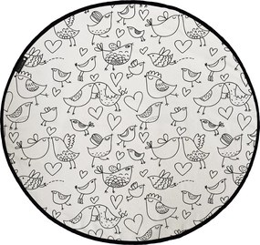 Butter Kings, KOBEREC - OMAĽOVÁNKY - Kissing birds, 130x130 (priemer) kruh, biela, detská izba