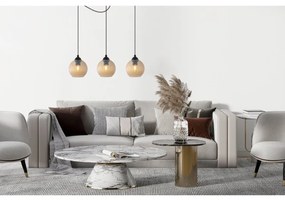Závesné svietidlo Riffle Round Spider, 3x medové sklenené tienidlo