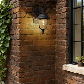 Klasické vonkajšie nástenné svietidlo čierne s čírym sklom IP44 - Genoa