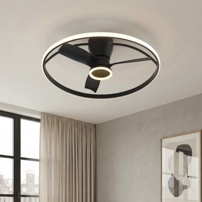 Stropný ventilátor čierny vrátane LED s diaľkovým ovládaním - Steer