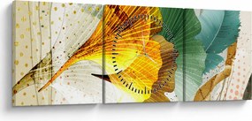 Obraz - Listy (s hodinami) (90x30 cm)