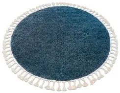 styldomova Modrý shaggy koberec Berber 9000 Maroko kruh