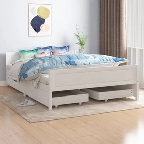 Rám postele so 4 zásuvkami biely masívna borovica 140x200 cm