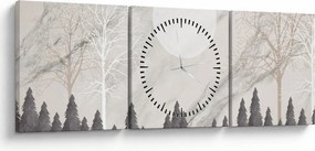 Obraz - Zimná krajina (s hodinami) (90x30 cm)