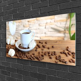 Skleneny obraz Hrnček káva zrnká kuchyňa 120x60 cm