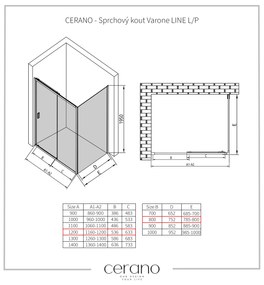CERANO - Sprchovací kút Varone LINE Ľ/P - chróm, transparentné sklo - 120x80 cm - posuvný, CER-CER-DY505-90108