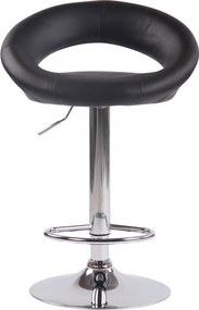 Barová stolička Olinda - koženka, chróm rám - čierna