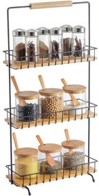 MSV Trojposchodový kuchynský regál Elie 29,5 x15,5 x 58,5 cm, čierny
