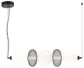 Závesné svietidlo Arame, 3x biele sklenené/2x čierne drôtené tienidlo, b