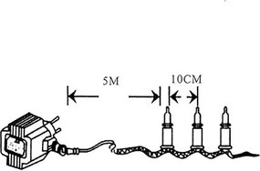 Vianočné LED osvetlenie - 10 m, 100 LED, teple biele