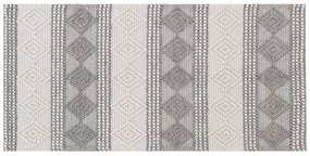 Vlnený koberec 80 x 150 cm svetlobéžová/sivá BOZOVA Beliani