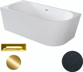 Besco Akrylátová voľne stojaca rohová vaňa Zoya Glam G 150x75 (170x80) biela/grafit BESCO-Typ výpuste: Click-Clack s prepadom, chróm, BESCO-Rozmery: …