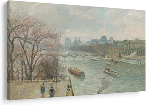 Obraz - Camille Pissarro, The Louvre, Afternoon, Rainy Weather, reprodukcia (90x60 cm)