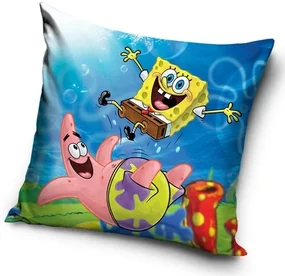 Carbotex Obliečka na vankúšik Sponge Bob a Patrikova Trampolína, 40 x 40 cm