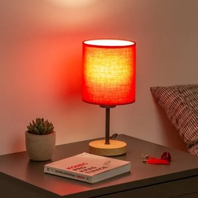 Brilagi - Stolná lampa NUBILA WOOD 1xE27/25W/230V dub/červená