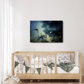 Obraz - Vážka za trblietavej noci (90x60 cm)