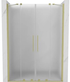 Mexen Velar Duo, posuvné sprchové dvere do otvoru 140 cm, 8mm sklo námraza, zlatá matná, 871-140-000-32-55