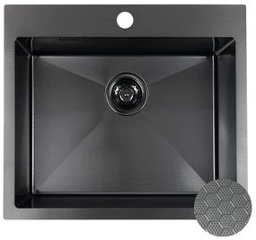 Laveo Malawi, 1-komorový nerezový drez 580x500x200 mm, čierna, LAV-SLM_710H
