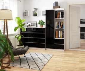 Regál R11 R80 1D 2SZ CLP biely / čierny lesk
