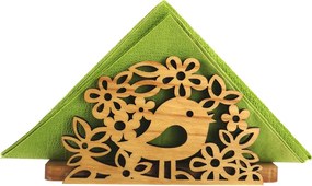 AMADEA Drevený stojanček na obrúsky s vtáčikom, masívne drevo, 12,5x6,5x3,5 cm