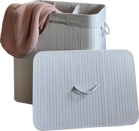 TRENDIE Bambusový kôš na prádlo 150l biely + DARČEK