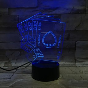 3D LED nočná lampa 3Dmix 3DL-DRGB - Poker (Karty a kocky) (Dual RGB)