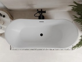 Mexen Celia, voľne stojaca vaňa 170 x 75 cm, biela-čierna, čierny matný prepad, 52331707575-70