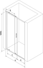Mexen Exo, posuvné sprchové dvere 110 cm, číre sklo, zlatá, 8151-110-000-50-00