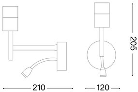 Ideal Lux - LED Flexib. lampa s montúrou SET UP 1xE27/42W+LED/3W/230V USB čierna
