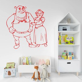 Veselá Stena Samolepka na stenu na stenu Shrek a Fiona Farba: černá