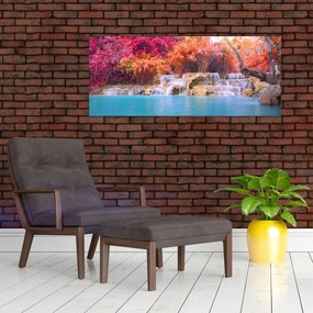 Obraz tyrkysovej lagúny, Laos, Tat Kuang Si (120x50 cm)