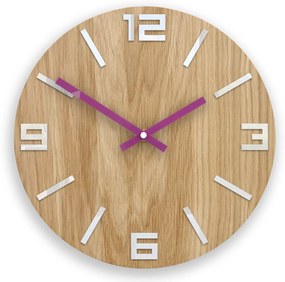 Nástenné hodiny Arabic Wood hnedo-fialové