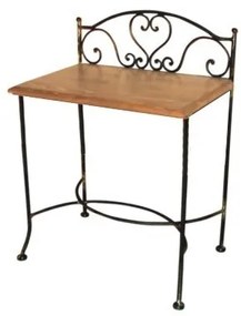 IRON-ART Nočný stolík MALAGA - bez zásuvky, kov + drevo
