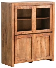 furniture-nabytek.cz - Masívna vitrína Country z mangového dreva, lakovaná, hnedá – 118×45×140 cm