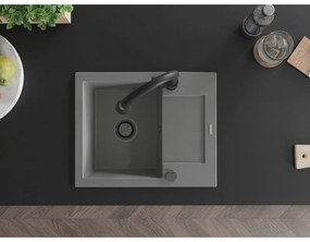 Mexen Enzo, 1-komorový granitový drez 576x465x174 mm a drezová batéria Elia, šedá, 6506-71-670101-70-B