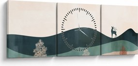 Obraz - Ilustrovaná krajina (s hodinami) (90x30 cm)