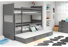 Detská poschodová posteľ s výsuvnou posteľou RICO 200x90 cm Ružová Sivá