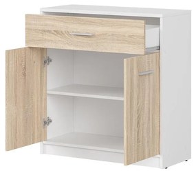 Komoda BRW Nepo Plus 5 (biela + dub sonoma) . Vlastná spoľahlivá doprava až k Vám domov. 1098290