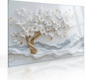 Sklenený obraz – 3D elegantný strom života (70x50 cm)