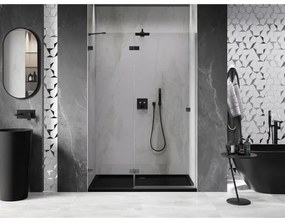 Mexen, Mexen Lunar ľavé otočné sprchové dvere 135 cm, priehľadné, pištoľovo šedé kartáčované - 834-135-000-66-00-L